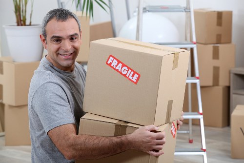 Packed boxes and furniture prepared for self storage