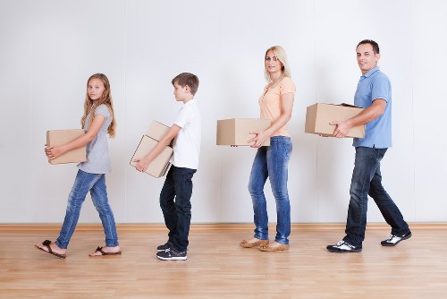 Organised boxes and furniture prepared for storage