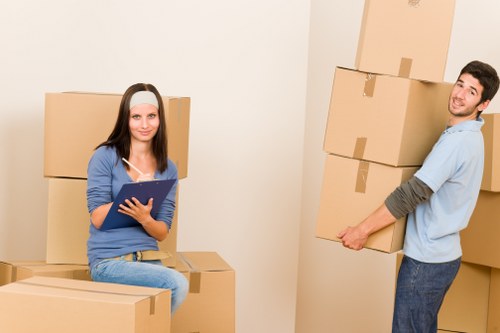 Packing supplies and labeled boxes used in Southhornchurch relocation service
